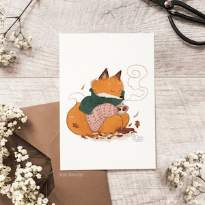 Carte Postale Renard automne