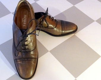 HOBBS London, Classic OXFORD BROGUES, Olive Brown Leather...Womens EU37.5 / UK4.5.  Made in Italy.  Lovely Condition