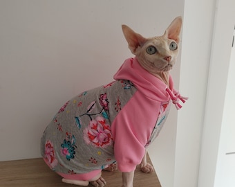 Long sleeve Sphynx Cat Top Tshirt Cat Clothes