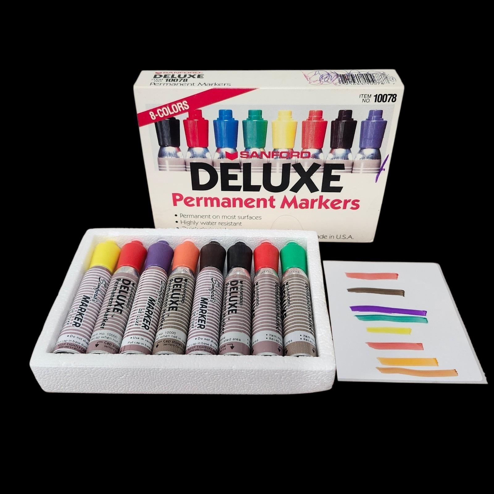 Vintage Sanford Deluxe Permanent Markers 10078 - 8 Marker Package