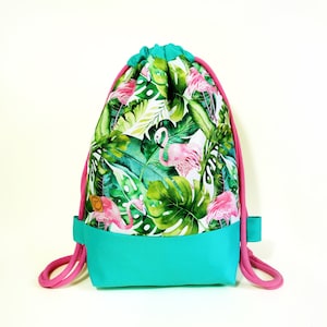 Rosa Flamingo Turnbeutel, DamenTasche, Fahrradrucksack, Flamingo Geschenk für Frau