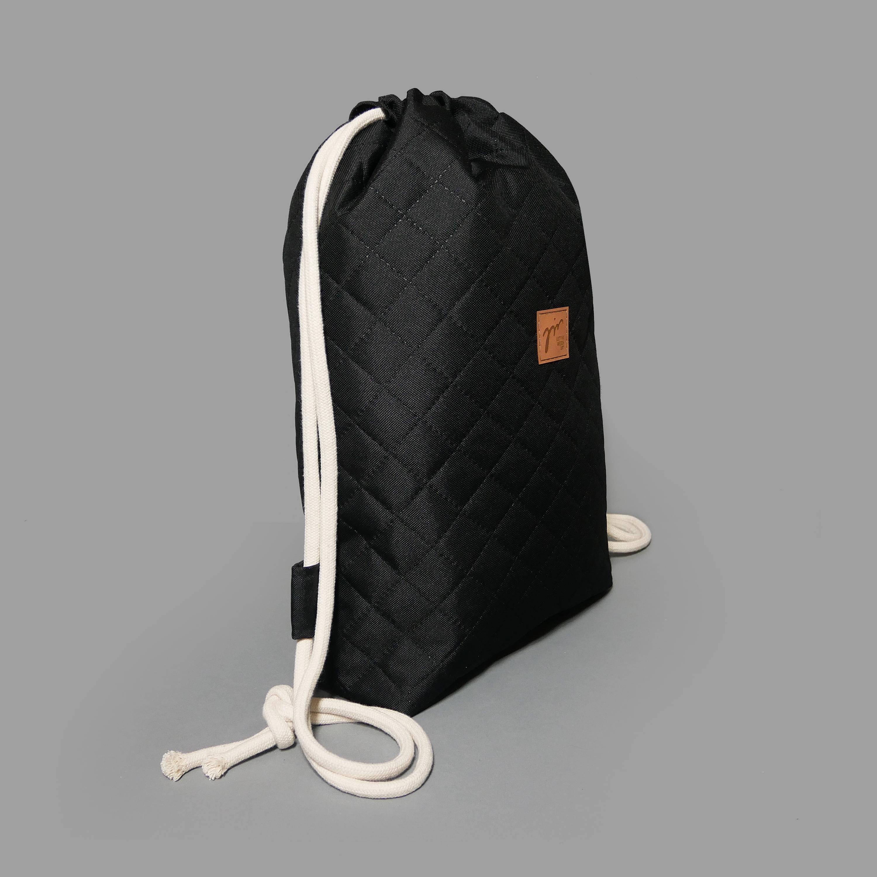 Black and Cream Quilted Drawstring Backpack BAGSMART Backpack Purses for Women,Lightweight Quilted Mini  main image 3