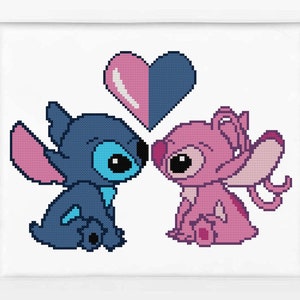 Stitch cross stitch pattern PDF Angel cross stitch Stitch and Angel Baby gift Baby cross stitch pattern Nursery decor