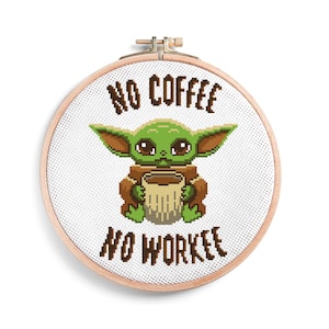 Baby Alien Cross Stitch Pattern: Coffee Lover Quote (Digital Download)