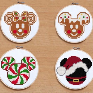 Tree Decorations Cross Stitch Patterns, Christmas Mouse Cross Stitch, Holiday Ornaments, PDF, Embroidery Designs, Christmas gifts