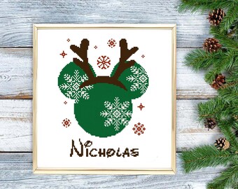 Christmas Mouse cross stitch pattern PDF Snowflake Merry Christmas Baby Boy cross stitch Christmas baby gift Christmas home decor