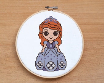 Princess Sofia the first cross stitch pattern Baby cross stitch Princess cross stitch Modern cross stitch PDF Girl room decor Gift