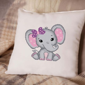 Cute Baby Elephant cross stitch pattern Baby Girl Shower gift Animal cross stitch Modern cross stitch Nursery decor PDF image 4