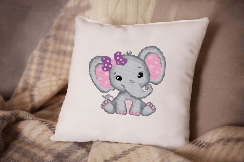 Cute Baby Elephant cross stitch pattern Baby Girl Shower gift Animal cross stitch Modern cross stitch Nursery decor PDF image 4