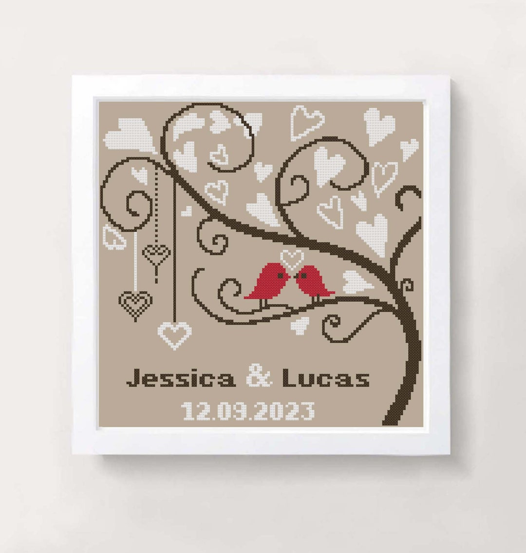 Wedding Tree With Birds Cross Stitch Pattern PDF Mr and Mrs ...