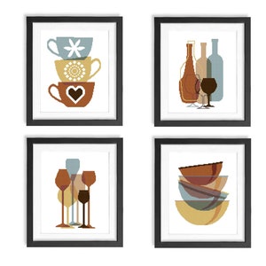 Kitchen cross stitch pattern, Kitchen wall decor, Embroidery pattern PDF, Home Decor, Easy cross stitch, Modern Kitchen embroidery
