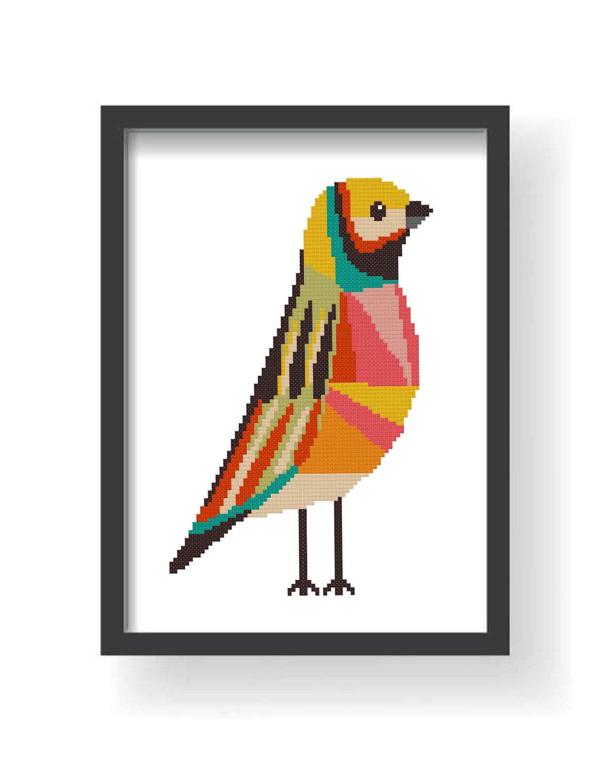 Geometric Birds Cross Stitch Pattern Animals Cross Stitch Etsy