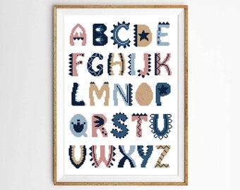 Dinosaur Dino Alphabet cross stitch pattern Letters cross stitch PDF Nursery Kids decor Baby cross stitch  Modern cross stitch Baby gift