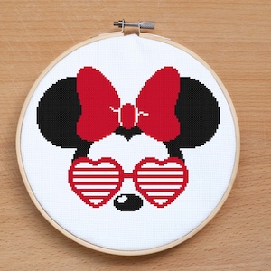 Mouse cross stitch pattern PDF Baby Girl cross stitch Embroidery pattern Modern Easy cross stitch  Red bow Nursery decor Kids Baby gift