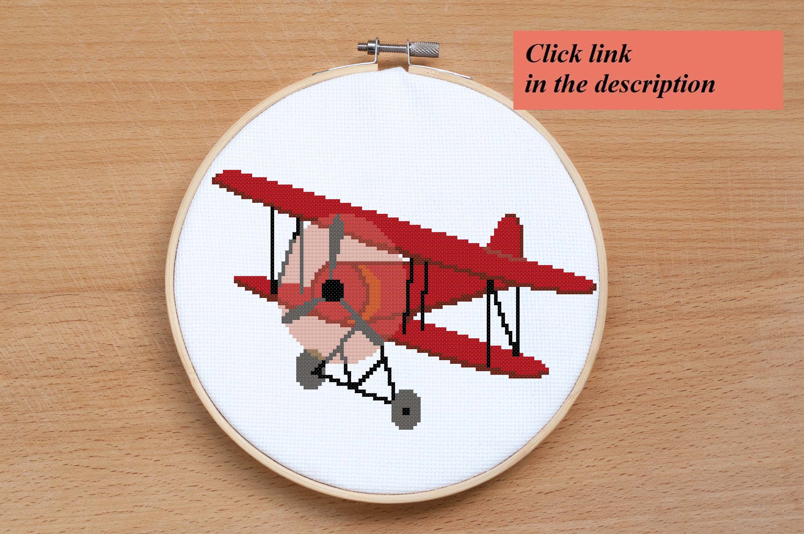 Blue Airplane cross stitch pattern Vintage Biplane Plane cross Etsy