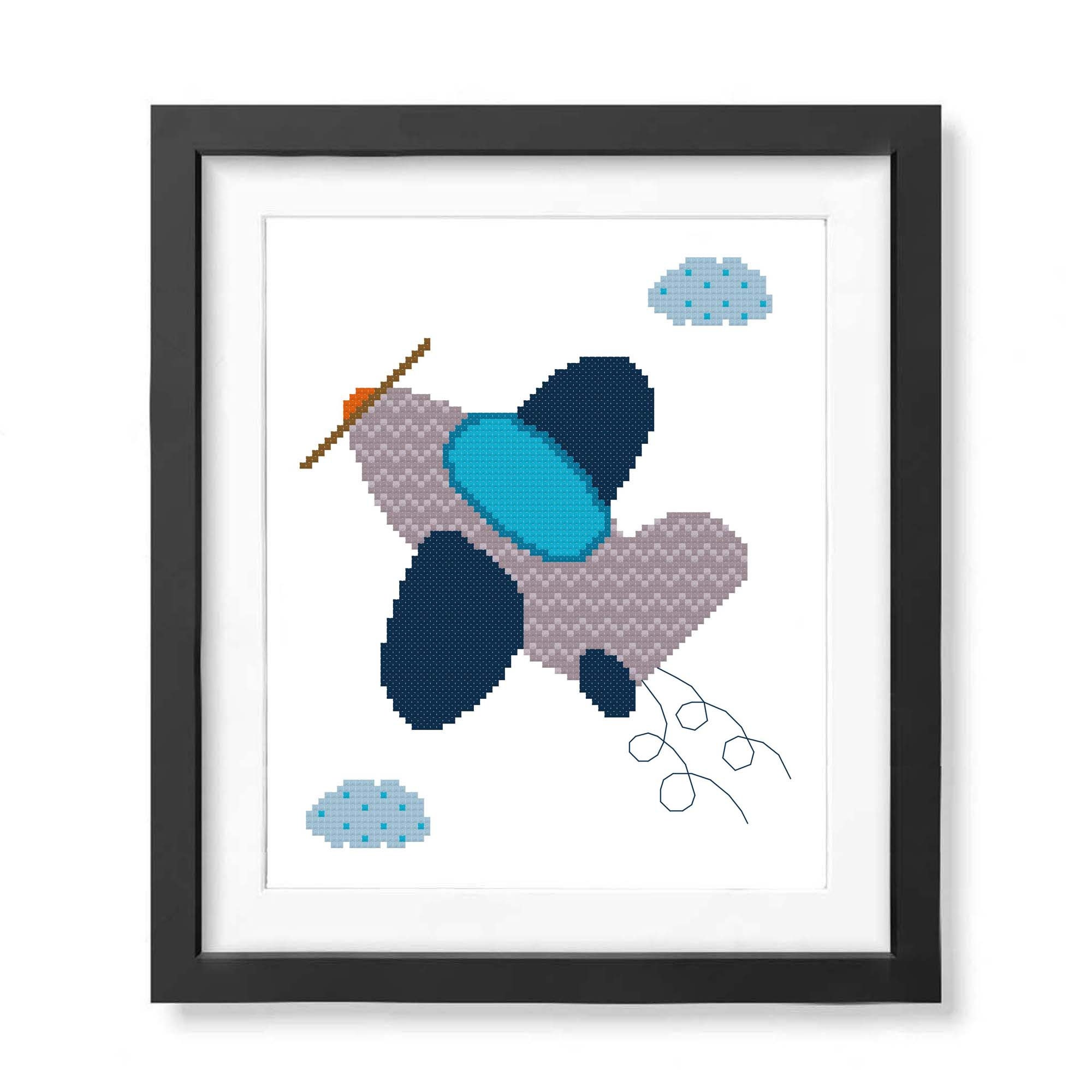 Blue Airplane Plane cross stitch pattern Baby cross stitch Etsy.de