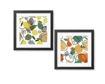 Fruit Cross Stitch Pattern Set PDF: Modern Kitchen Decor, Minimalist Boho Fruit Embroidery, Instant Download