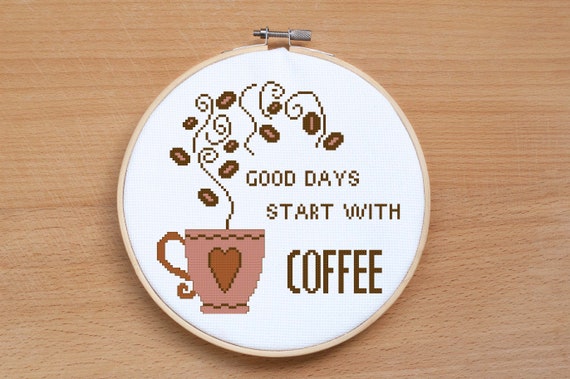 Coffee cup cross stitch pattern download PDF Coffee quote -  Portugal