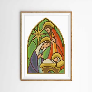 Christmas cross stitch pattern PDF, Nativity scene, Silent night, O Holy Night, Christmas decor, Merry Christmas, Christmas gift, Present