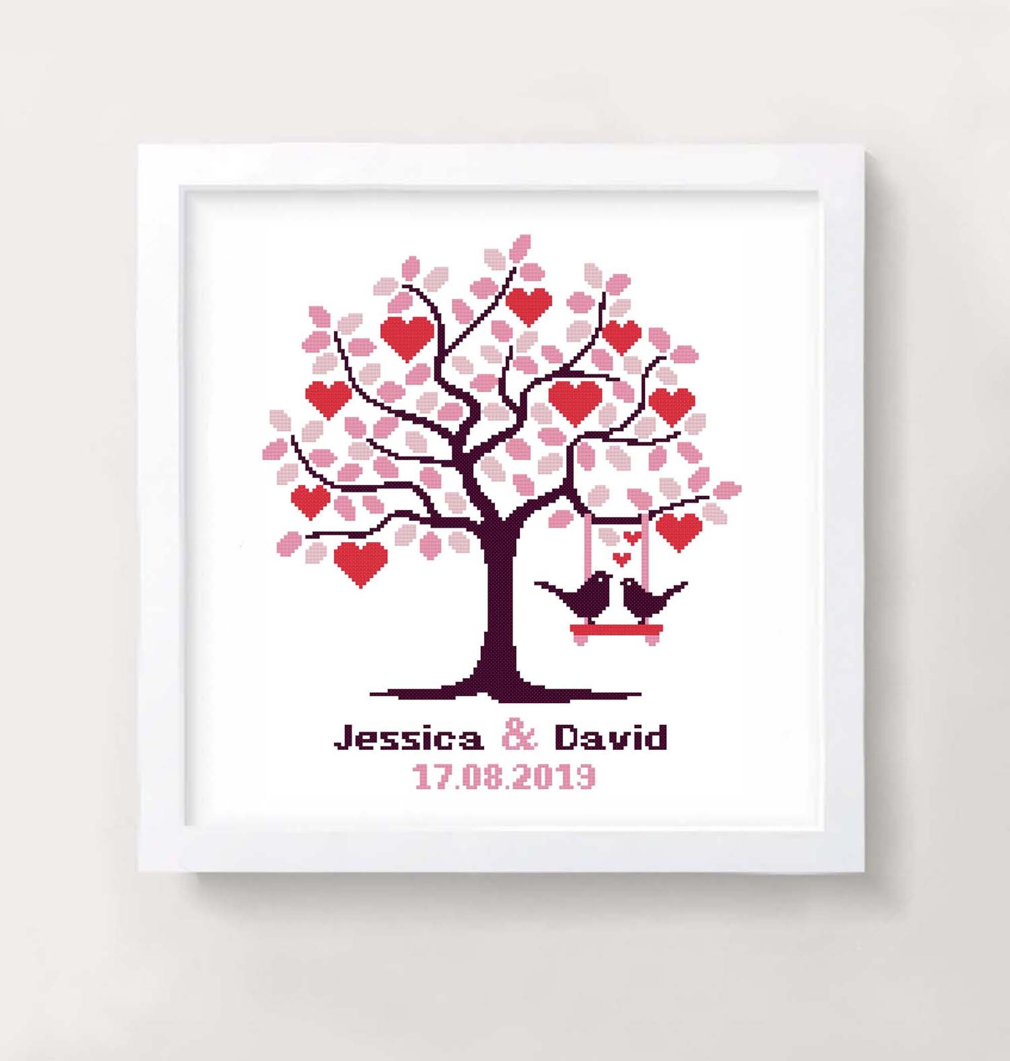 Tree Of Life Wedding Cross Stitch Pattern Mr And Mrs Etsy