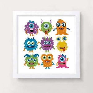 Funny Monsters cross stitch pattern PDF Modern Baby cross stitch Instant download Nursery  decor