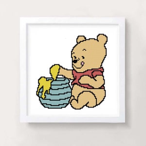 Winnie the Pooh cross stitch pattern PDF Baby cross stitch Modern Easy Counted cross stitch Baby gift Nursery wall decor Beginners image 3