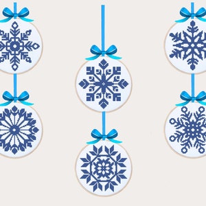 Christmas Snowflakes cross stitch pattern Easy Modern cross stitch Set of 6 Merry Christmas cross stitch PDF Christmas decor