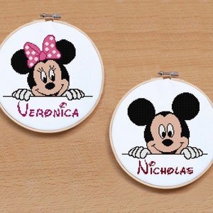 Mouse cross stitch pattern Personalized Baby cross stitch PDF Modern Easy cross stitch Kids Baby gift Nursery decor
