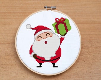 Christmas cross stitch pattern PDF Merry Christmas Easy Modern cross stitch Santa Claus Christmas gift Greeting card Joy Noel