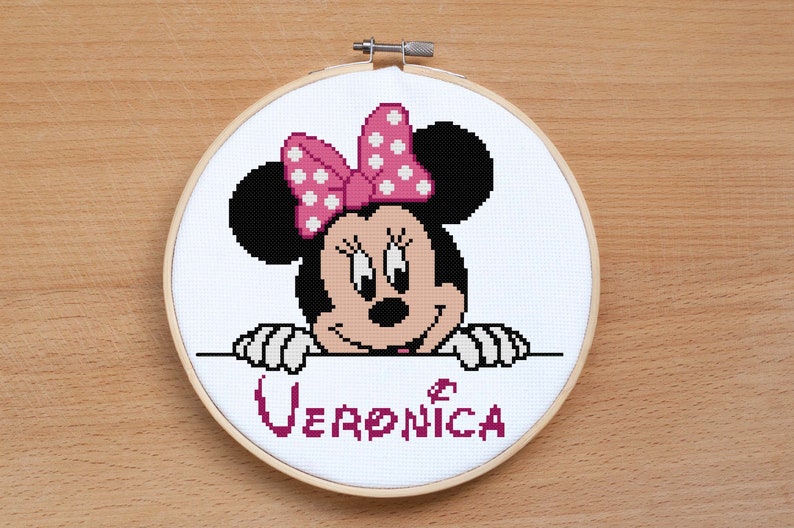 Mouse cross stitch pattern Personalized Baby cross stitch PDF Modern Easy cross stitch Kids Baby gift Nursery decor image 1