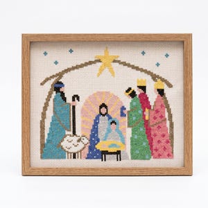 Nativity Scene Cross Stitch Pattern: Silent Night Christmas Decor (PDF Pattern)