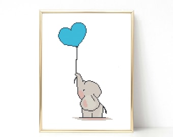 Elephant Baby Cross Stitch Pattern: Boy Nursery decor (PDF)