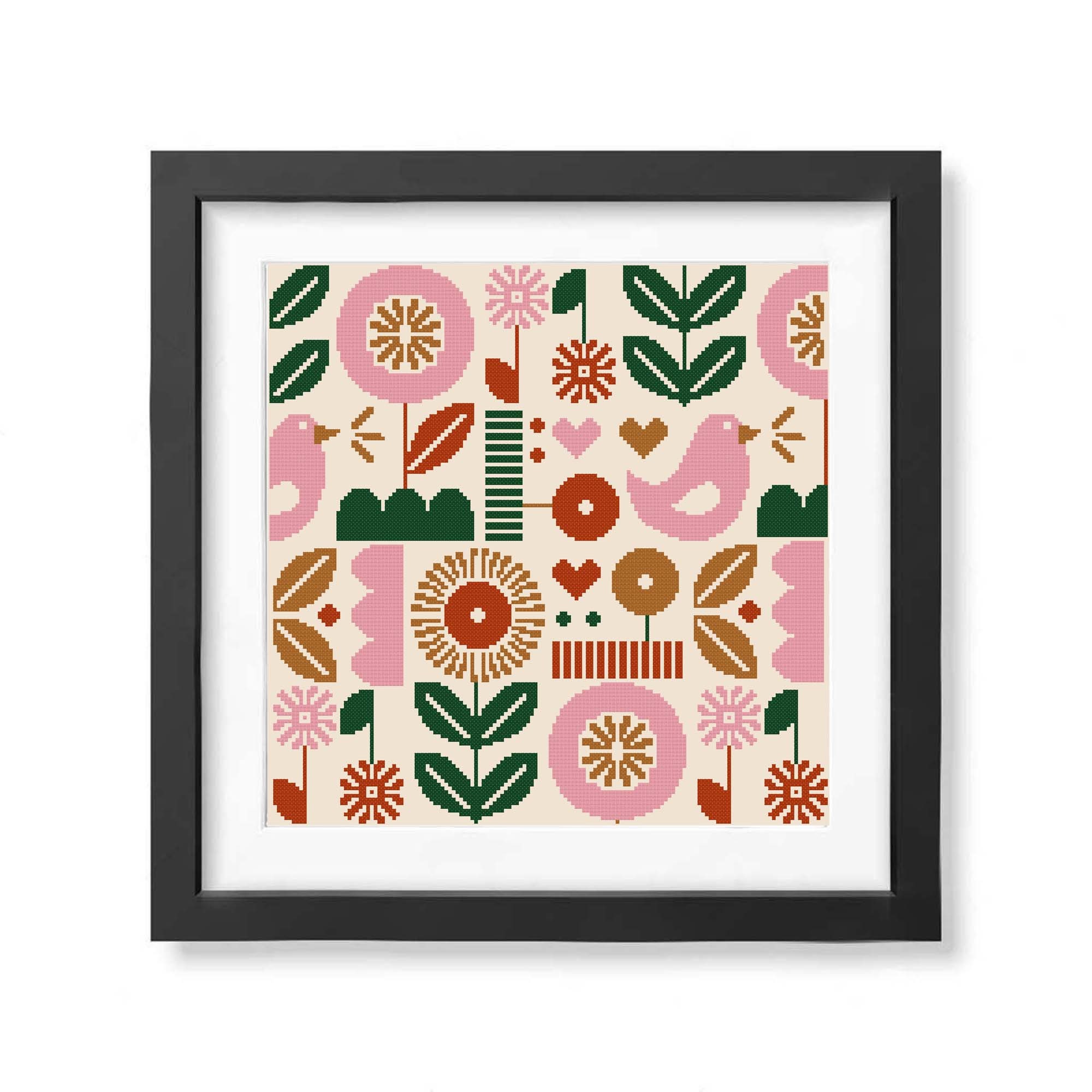 Scandinavian Floral Cross Stitch Pattern – Folk Art Embroidery (PDF) - Etsy