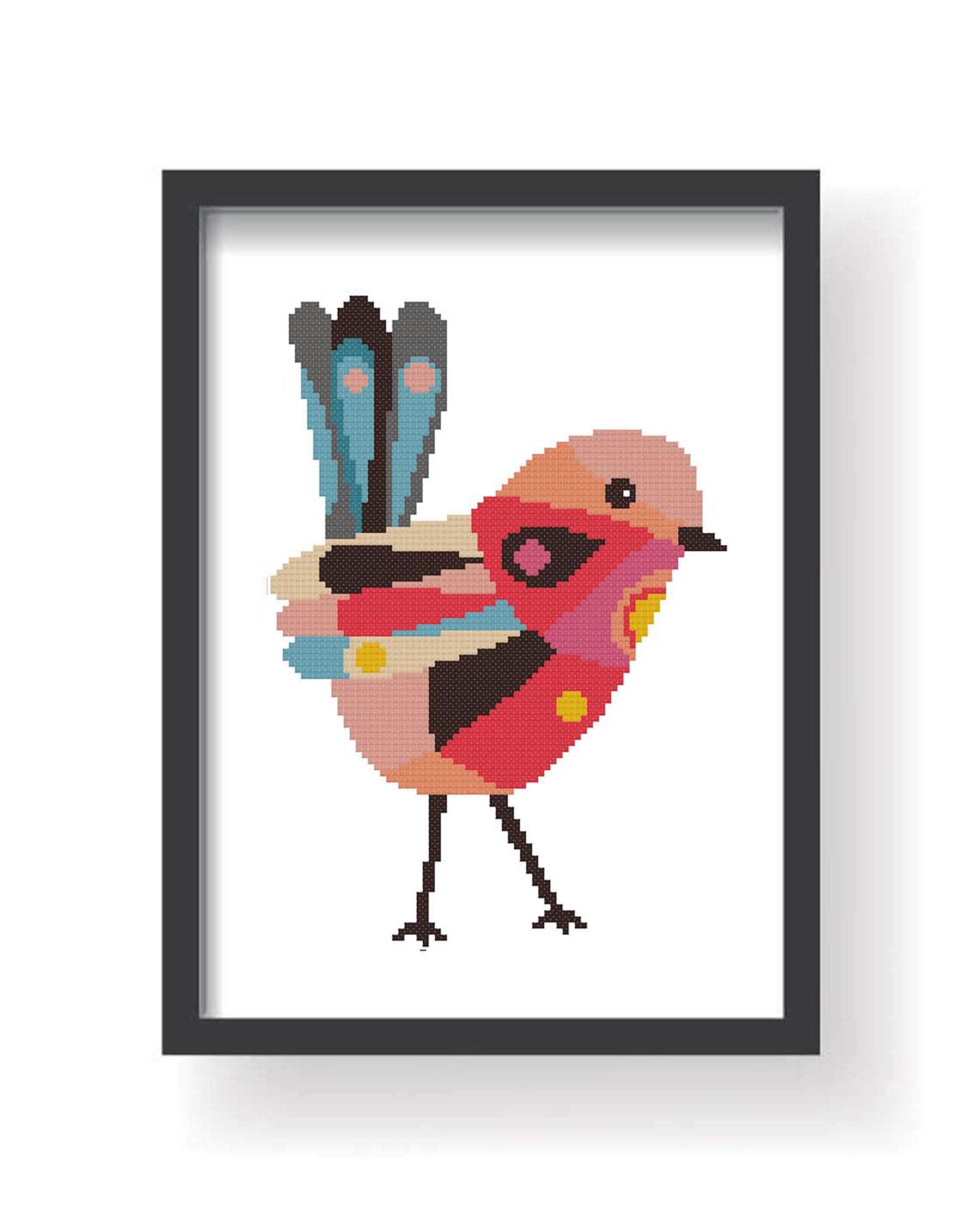 Geometric Birds Cross Stitch Pattern Animals Cross Stitch Etsy