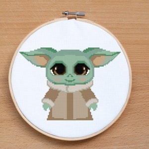 Baby Alien lustige Kunst inspiriert von Green Baby Kreuzstichmuster Moderne Kreuzstich PDF Stickvorlage Kinder Geschenk