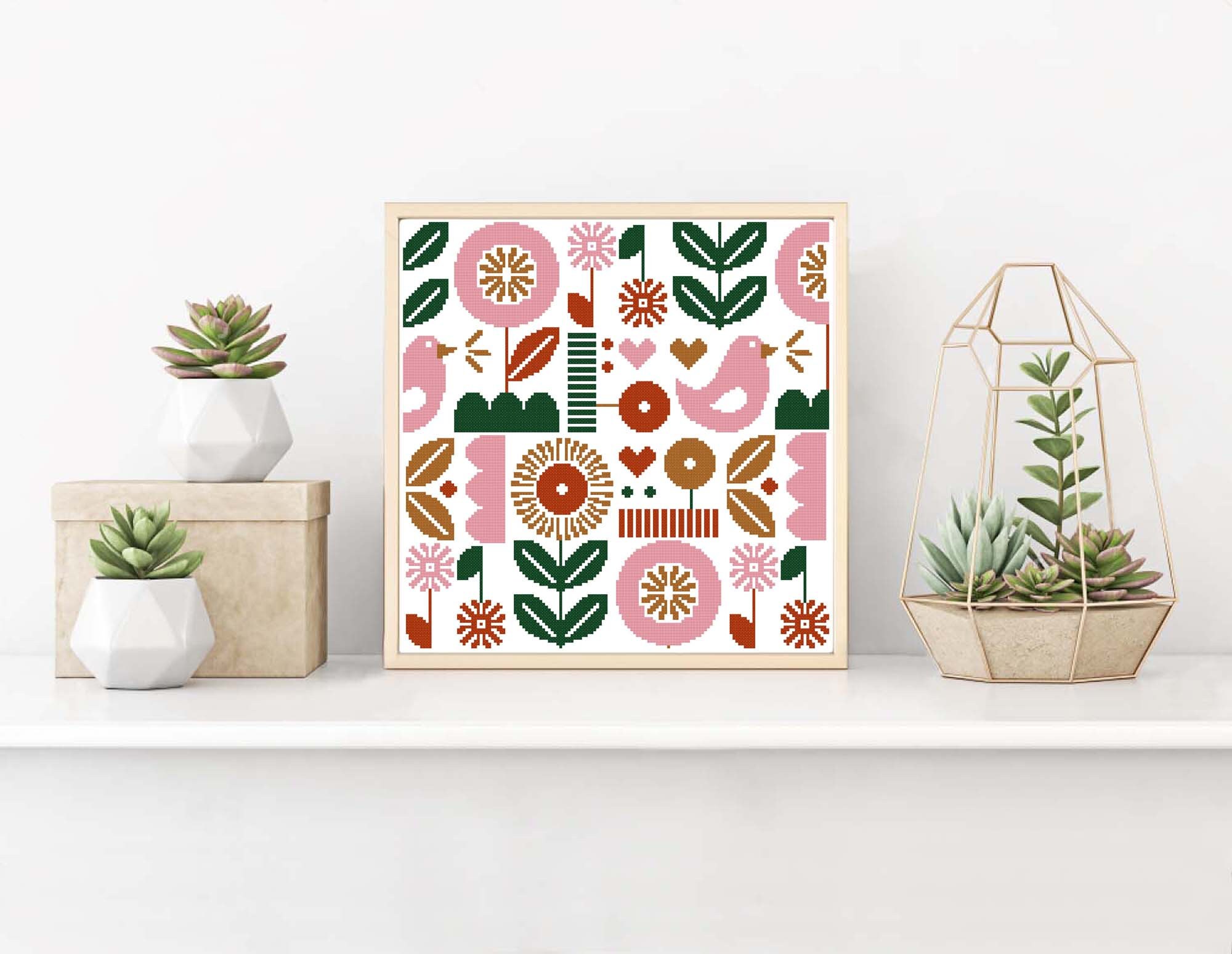 Scandinavian Floral Cross Stitch Pattern – Folk Art Embroidery (PDF) - Etsy