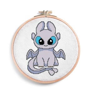 White Fury Cross Stitch Pattern, Easy Modern Design (PDF)