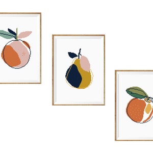 Abstract Fruits cross stitch pattern Kitchen Home decor Boho cross stitch Modern cross stitch Dining room Wall Decor Line art