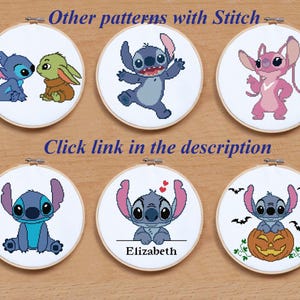 Blue and Pink Alien Cross Stitch Pattern PDF, Heart Chart, Nursery decor, Instant Download image 5