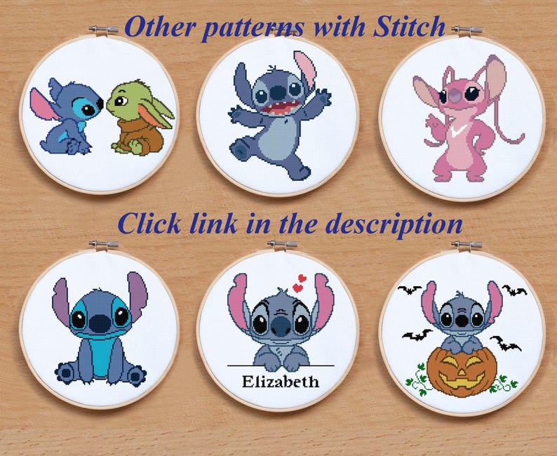 Blue and Pink Alien Cross Stitch Pattern PDF, Heart Chart, Nursery decor, Instant Download image 5