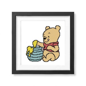 Winnie the Pooh cross stitch pattern PDF Baby cross stitch Modern Easy Counted cross stitch Baby gift Nursery wall decor Beginners image 5