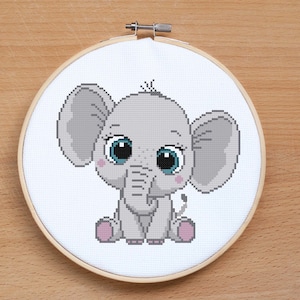 Cute Baby Boy Elephant cross stitch pattern Animal cross stitch Baby shower gift Baby cross stitch Modern cross stitch Nursery decor PDF