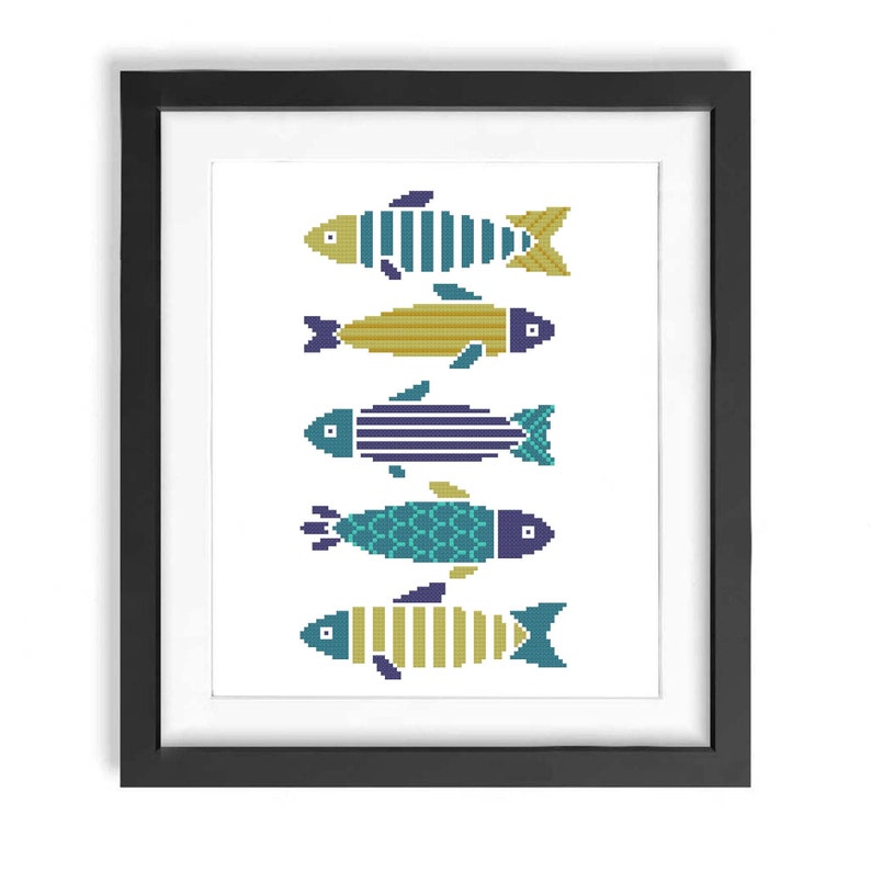 Fish Cross Stitch Pattern PDF Kitchen Cross Stitch Modern Easy Etsy