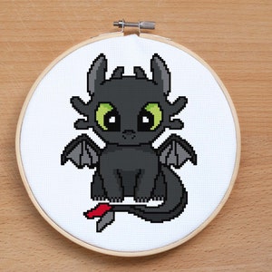 Toothless cross stitch pattern Dragon cross stitch How To Train Your Dragon Easy Modern cross stitch Baby gift Boy room decor Printable PDF