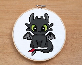 Toothless cross stitch pattern Dragon cross stitch How To Train Your Dragon Easy Modern cross stitch Baby gift Boy room decor Printable PDF