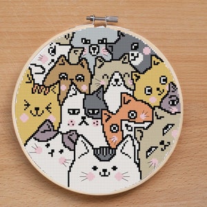 Funny Cats cross stitch pattern Kitten Cat Modern cross stitch Animal cross stitch Easy cross stitch Сat design PDF Cat lovers Cute pet