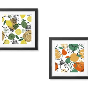 Boho Fruit Line Art Cross Stitch Pattern Set – Minimalist Embroidery Design for Kitchen Decor – PDF Instant Download