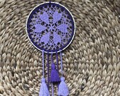 Lavender and Purple Crochet Hearts Dream Catcher 7 quot wood ring