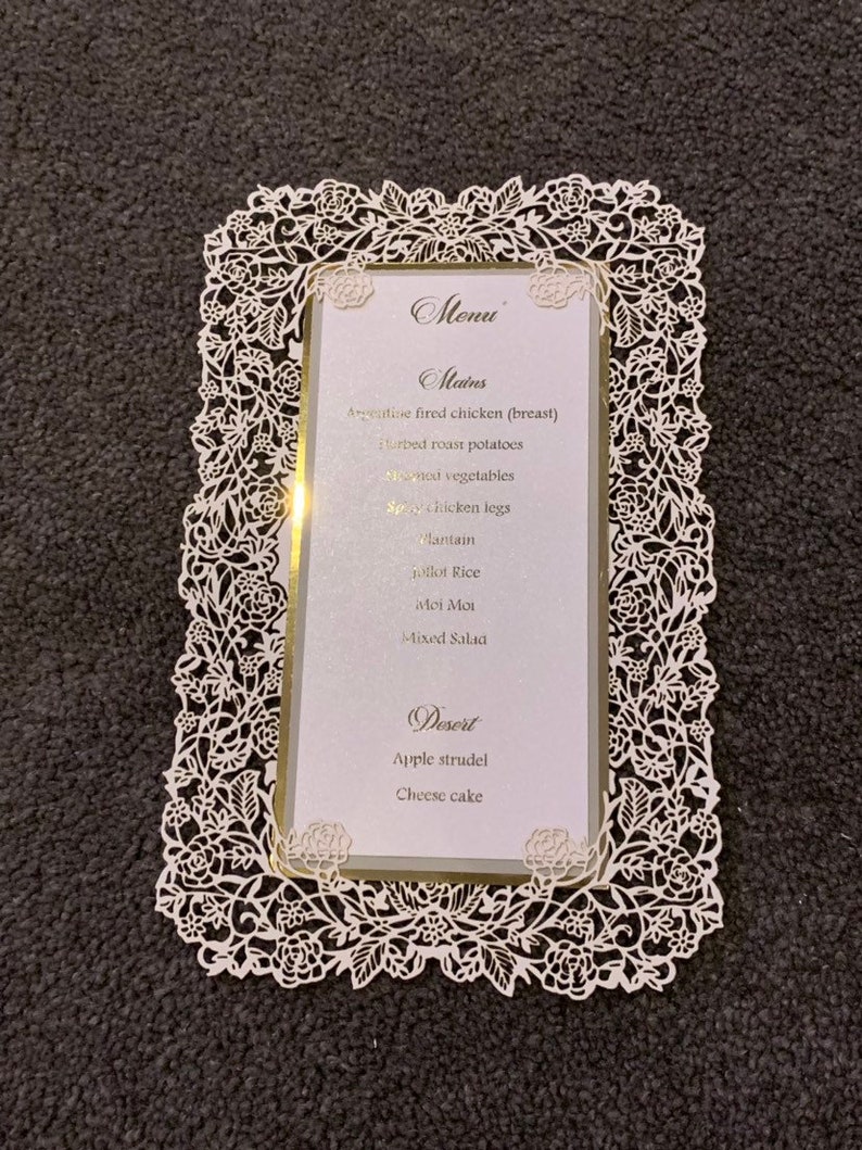 Laser Cut Menu Setting Etsy