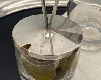 Allan Adler Sterling Silver Crystal Jar: Mid-Century Modern Barware